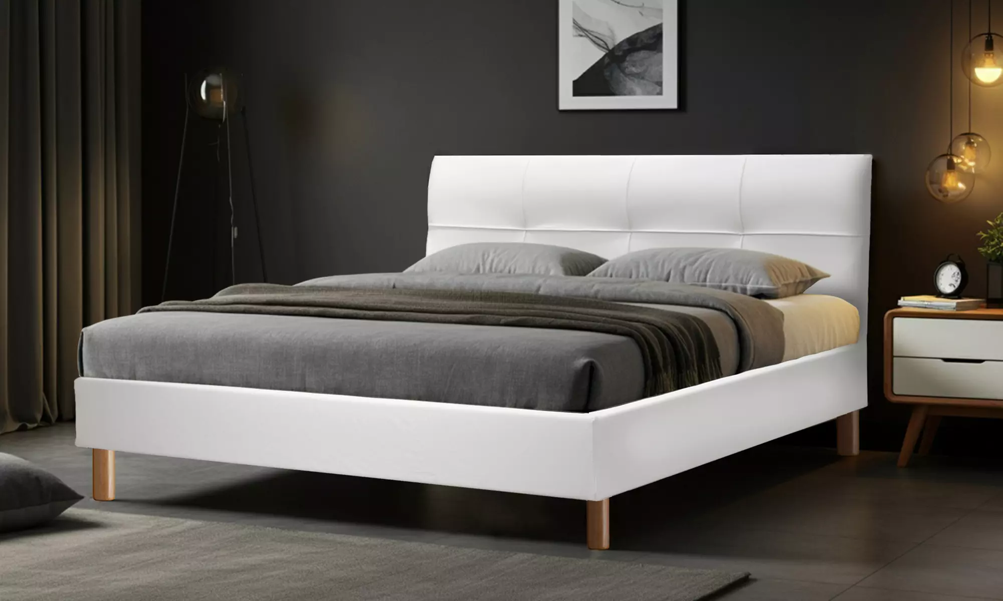 Lit Capri en simili cuir, alliant confort optimal et design élégant, matelas en option, Sampur - Primary Image