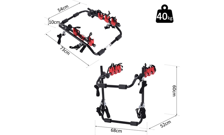 Image 9: HomCom Foldable Three-Bike Car Rack