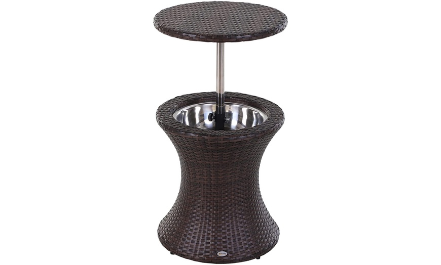 Image 2: Outsunny Rattan-Effect Ice Bucket Table