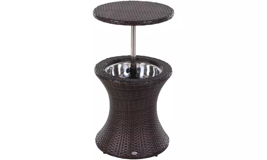 Image 2: Outsunny Rattan-Effect Ice Bucket Table