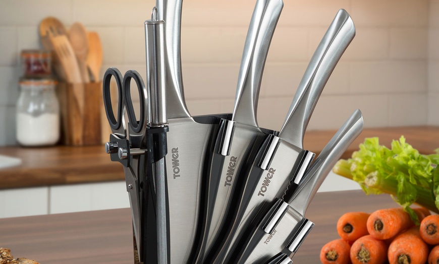 Image 9: Tower Knife Set with Stand