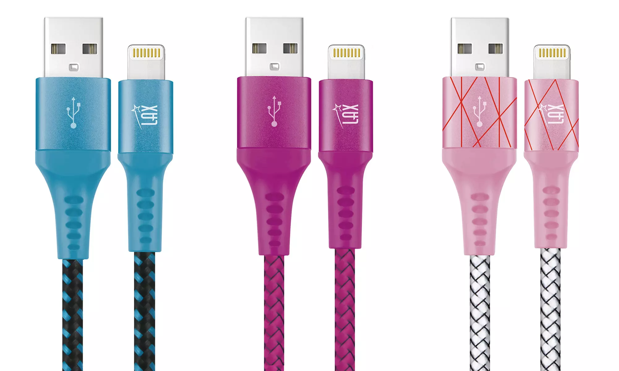 LAX 4Ft and 6Ft Apple-Certified Braided Lightning Cable for iPhone and iPad (1-, 2-, or 3-Pack) - Primary Image
