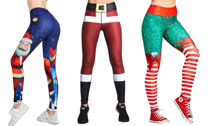 Image 1: Christmas Print Leggings