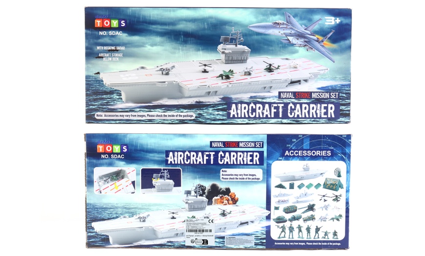 Image 8: Aircraft Carrier Toy with Scale Model Vehicles