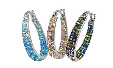 30mm French Lock Hoops Made with Swarovski Elements