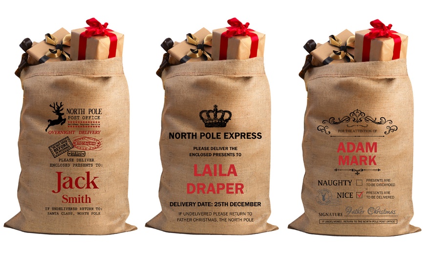 Image 4: Personalised Christmas Hessian Sack for Holiday Magic From Decomatters