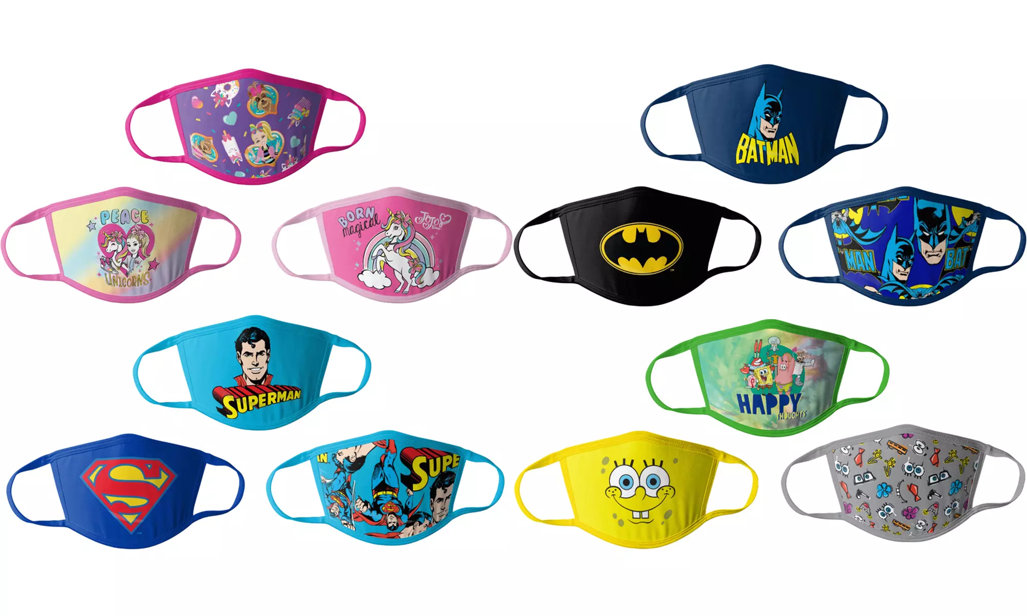 Kids Licensed Face Masks; Spongebob, Super Hero, Paw Patrol Themed and More (Pack of 3) - Primary Image