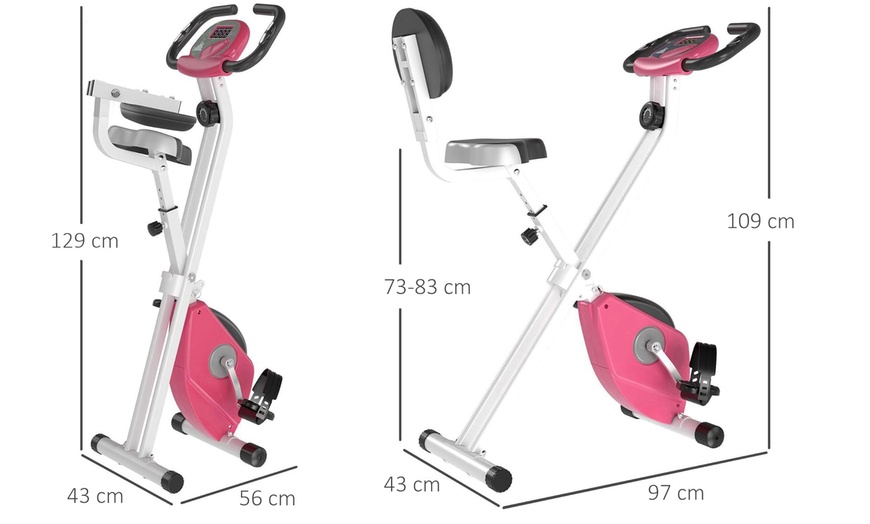 Image 28: HomCom Fold-Away Exercise Bike with 8-Level Resistance and LCD Display