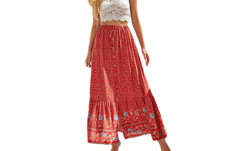 Image 6: Women’s Bohemian Floral-Printed Skirt