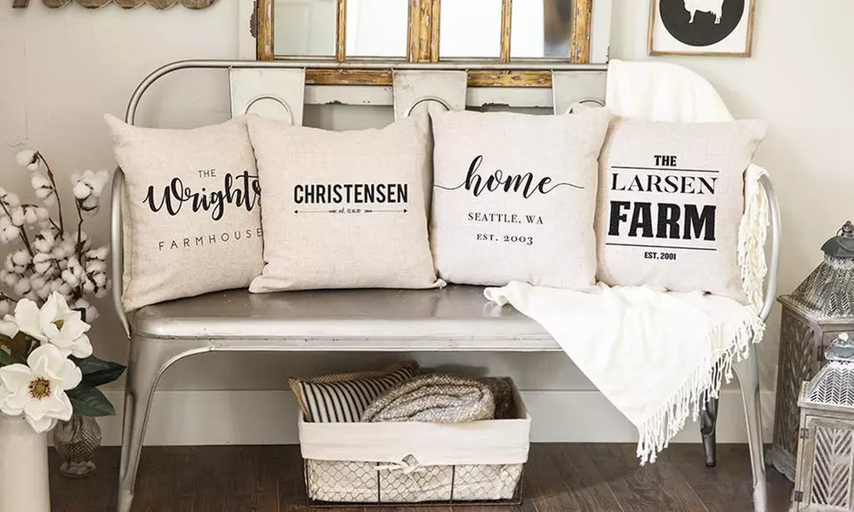 Personalized Farmhouse-Style Throw Pillow Covers from Qualtry (Up to 28% Off) - Primary Image