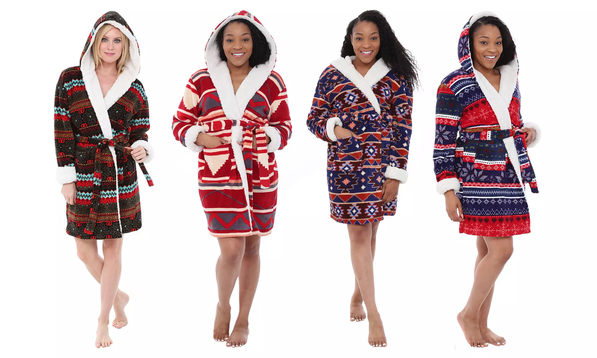 Alexander Del Rossa Women's Sherpa-Fleece Hooded Robe. Plus Sizes Available. - Primary Image