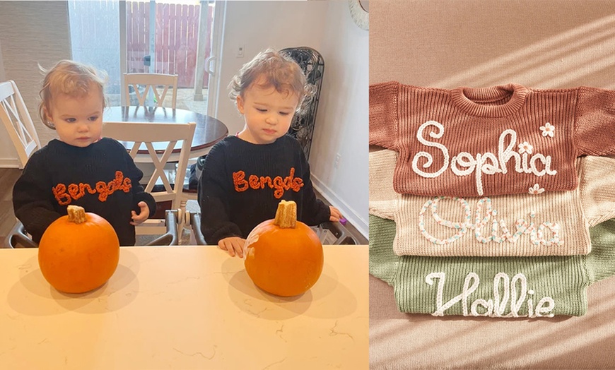 Image 2: One or Two Personalized Embroidery Baby Sweaters from Justyling