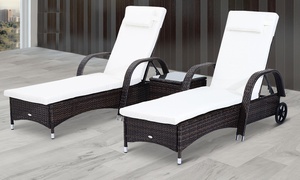   Outsunny Rattan-Effect Lounge Set 