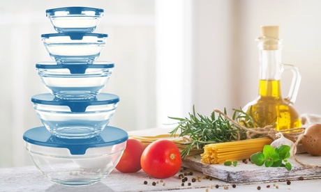 Fino a 4 set contenitori in vetro con coperchi in plastica