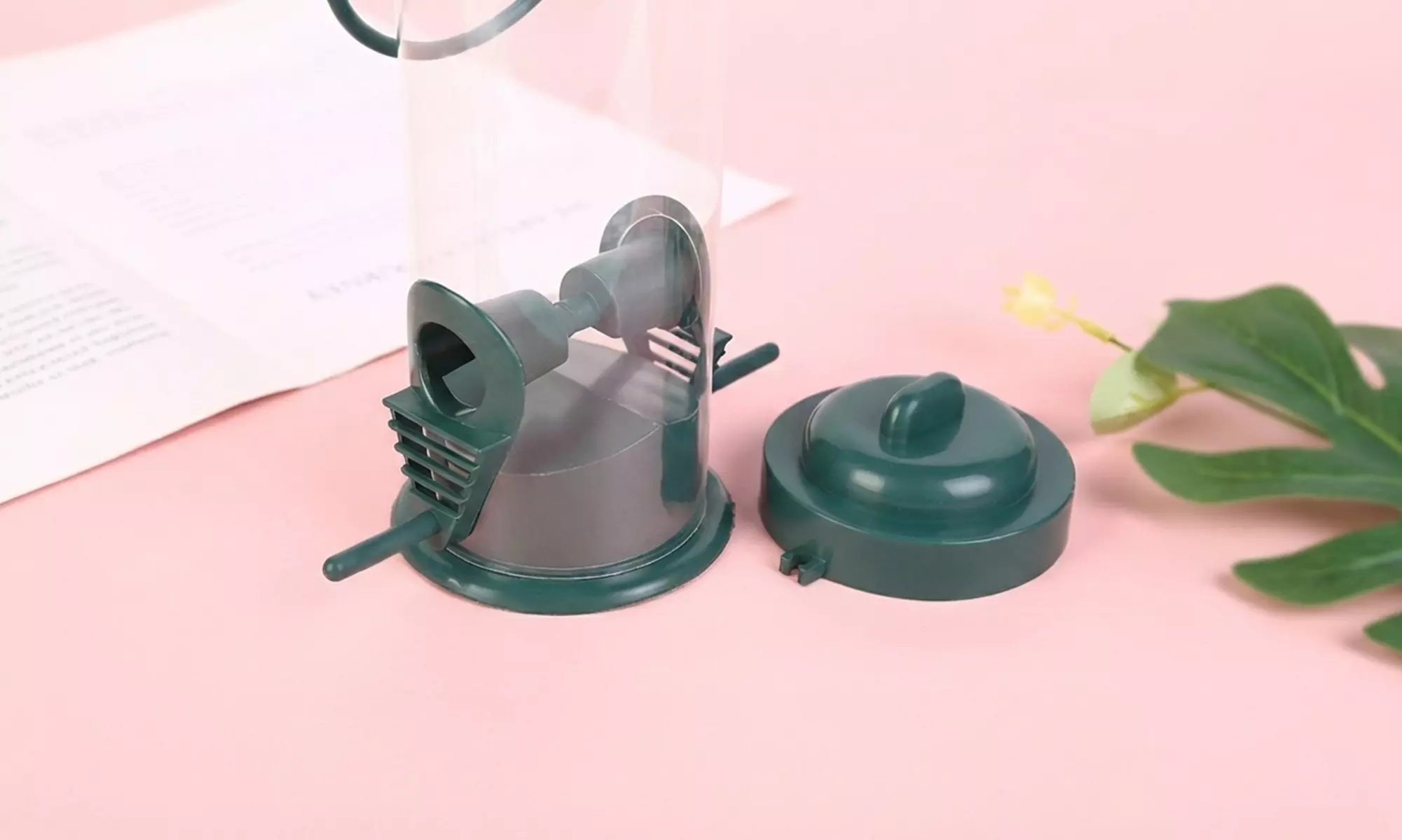 Bird Feeder with Dual Feeding Ports and Transparent Cup