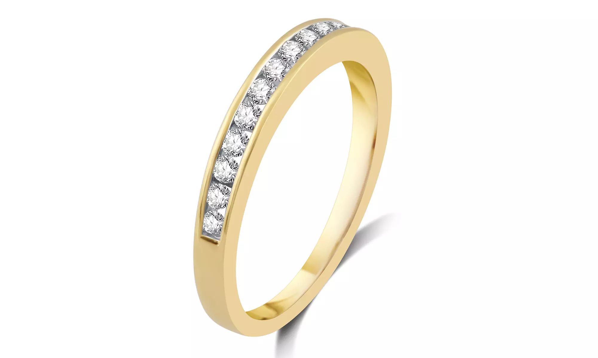 1/2 CTTW Diamond Channel Wedding Band In 10K Gold By DeCarat (Size 5) - Primary Image