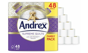 48 or 96 Rolls of Andrex Supreme Quilts Toilet Tissues