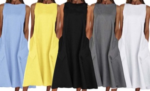 Sleeveless Casual Long Dresses with Pockets