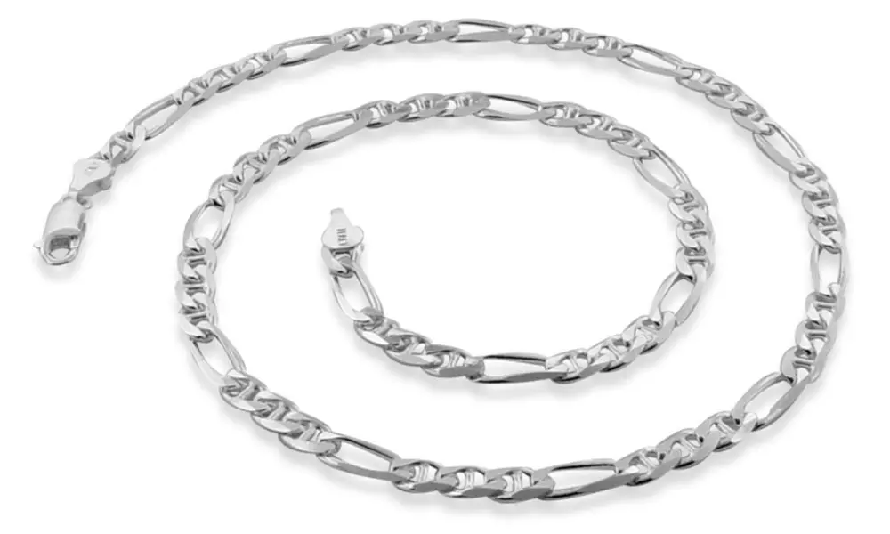 Men's Italian Made Sterling Silver 4MM Figaro Chain Necklace - Primary Image