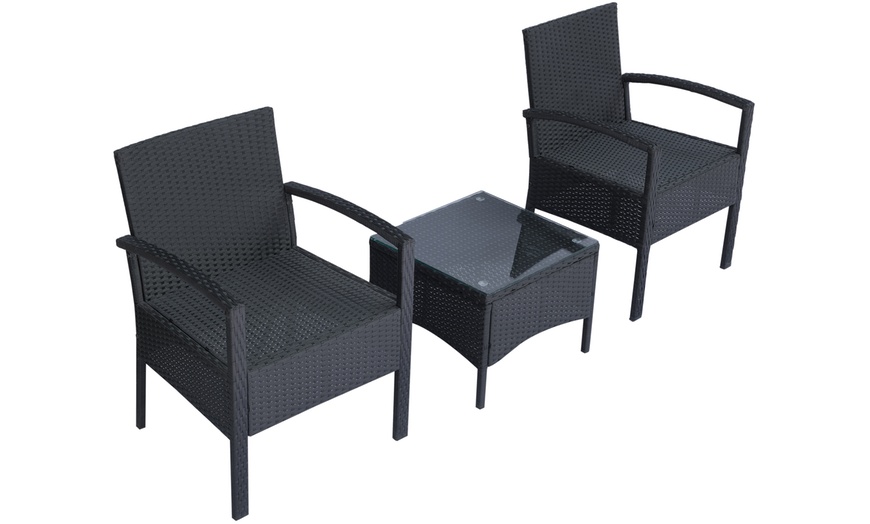 Image 3: 3-Piece Rattan-Effect Bistro Set