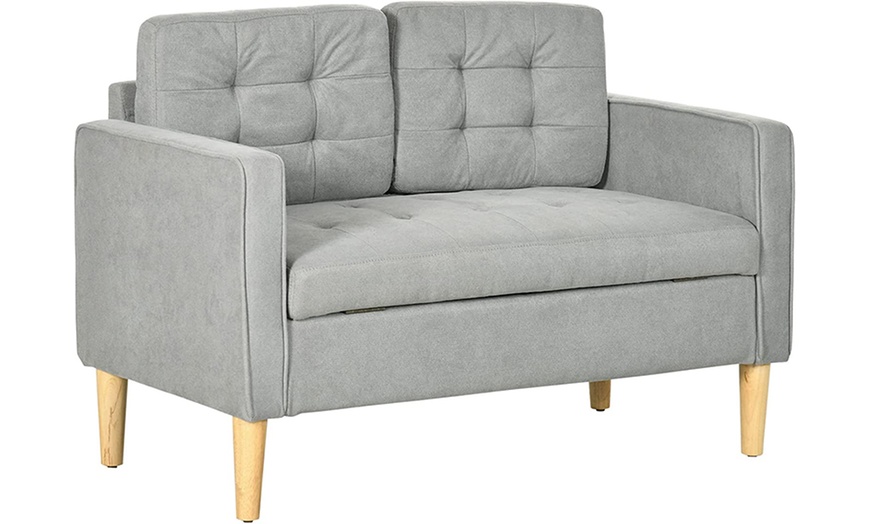 Image 6: Homcom Two-Seater Storage Sofa