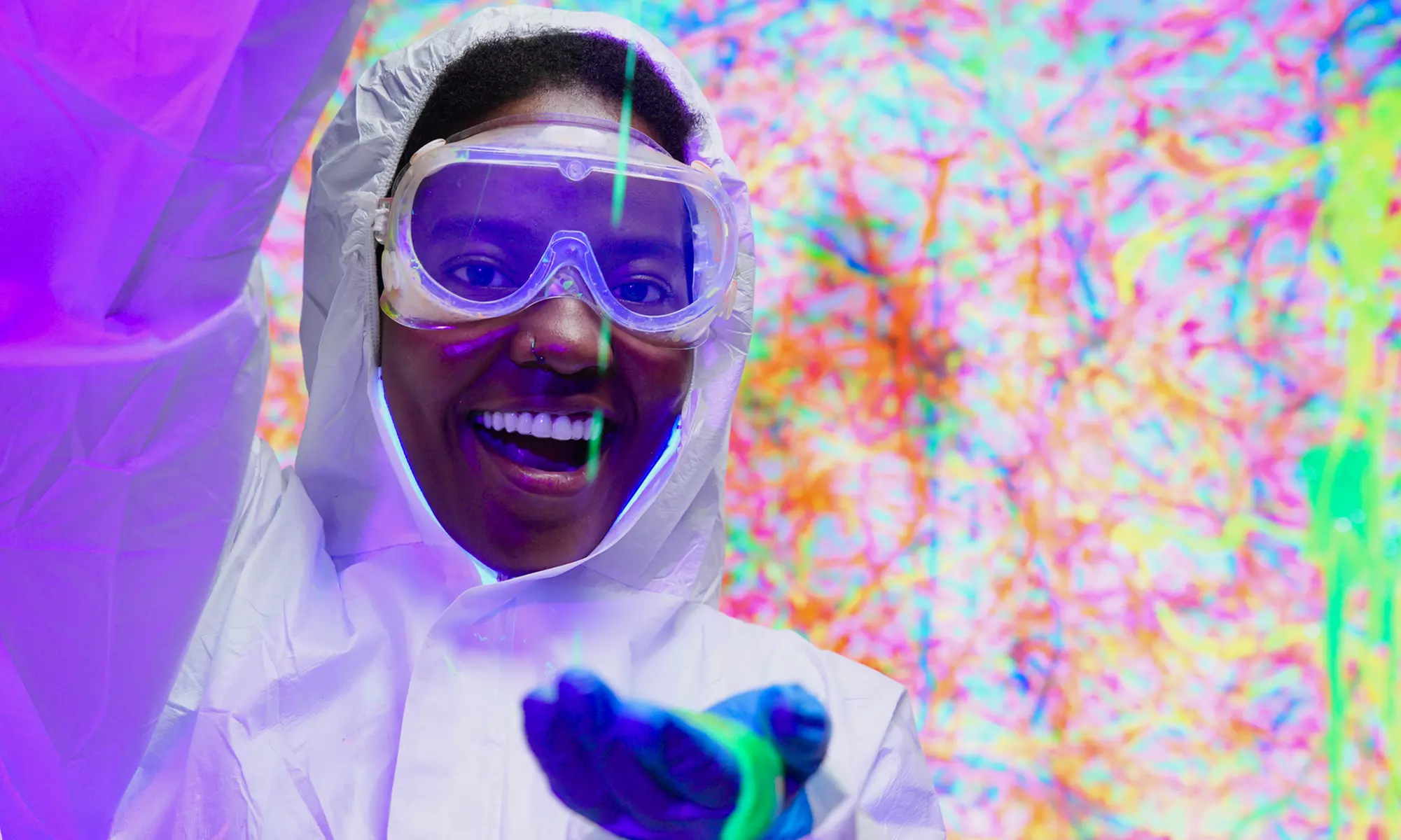 Glow In The Dark Splatter Paint Class for One, Two, or Four People 