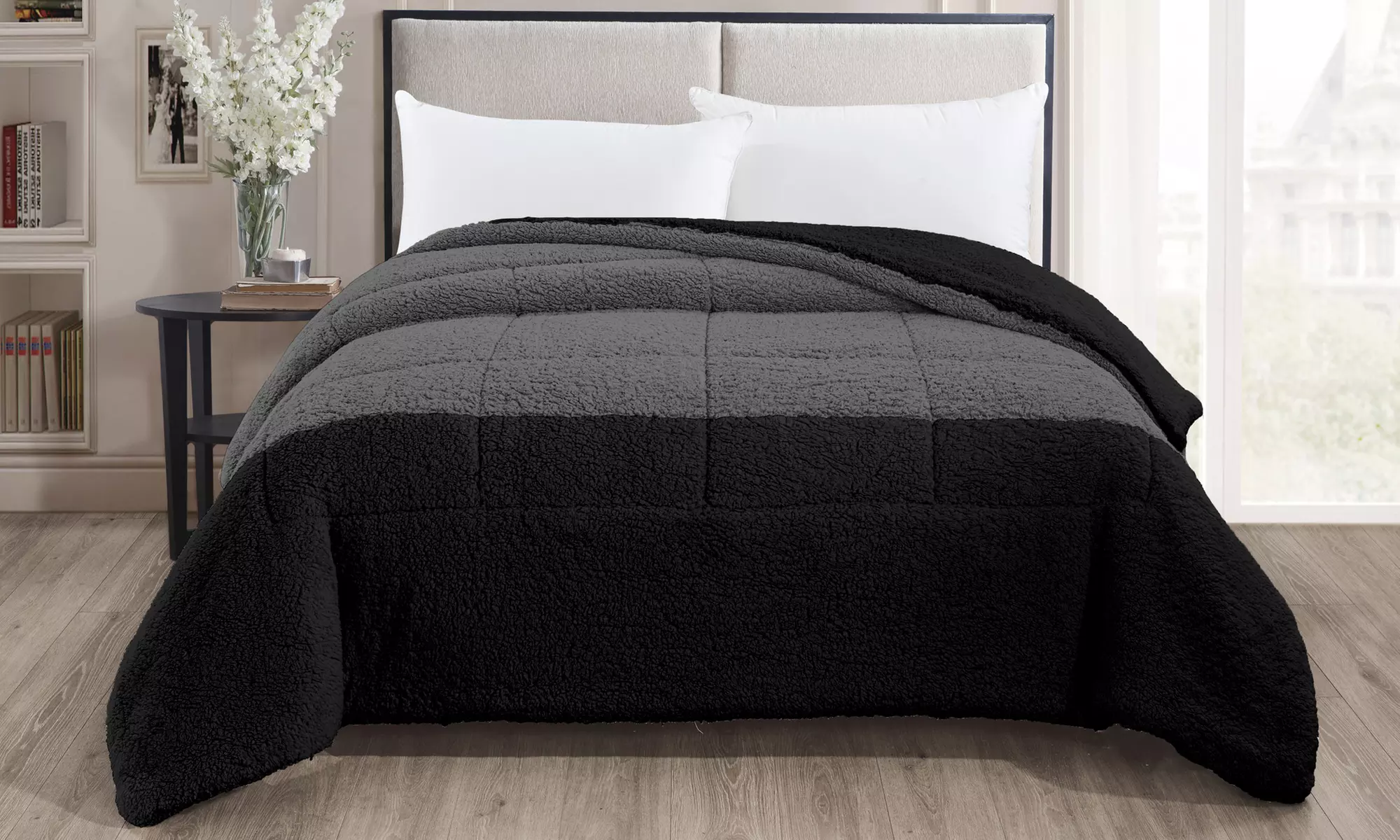 Couette double bicolore sherpa