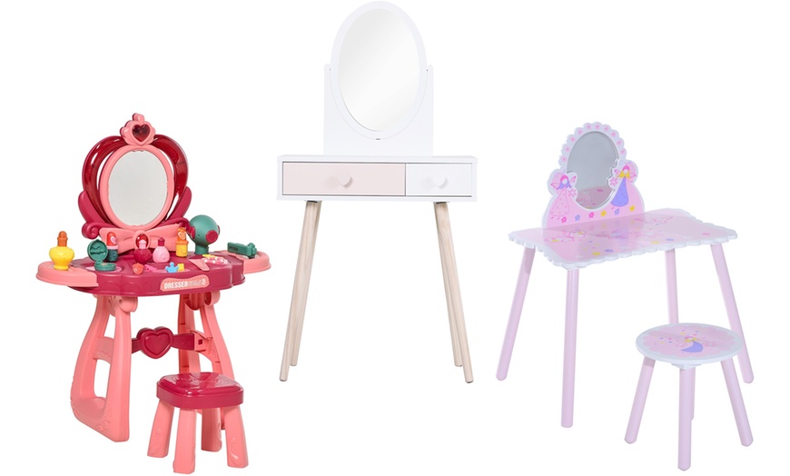 Image 1: Kids Pretend Play Vanity Table