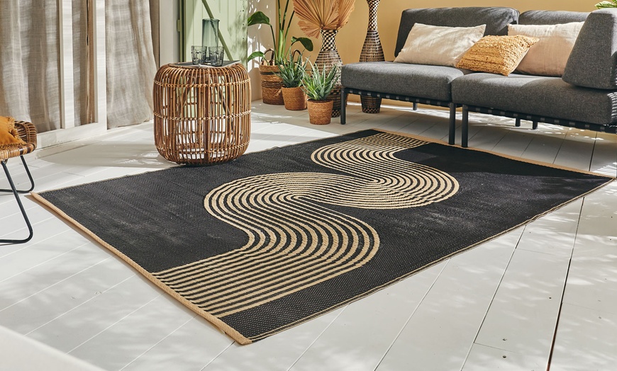 Image 1: Tapis d'extérieur réversible à motif géométrique