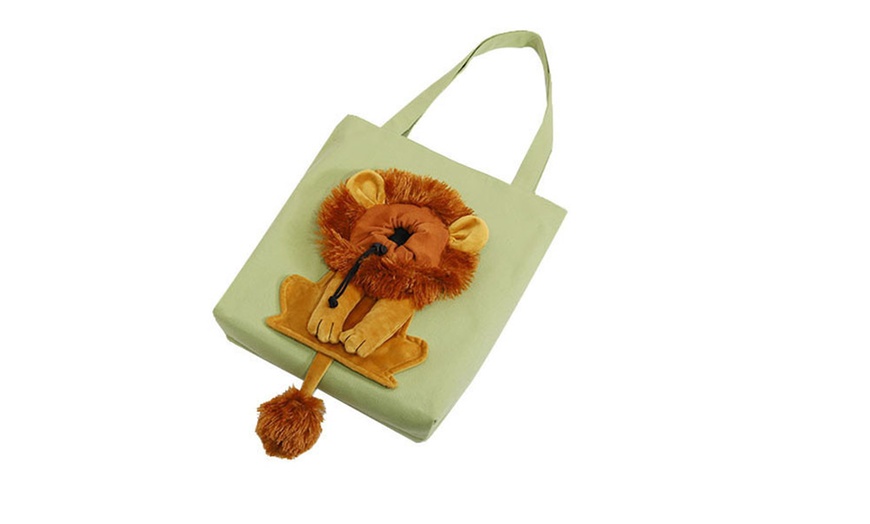 Image 11: Lion-Shaped Pet Canvas Shoulder Bag