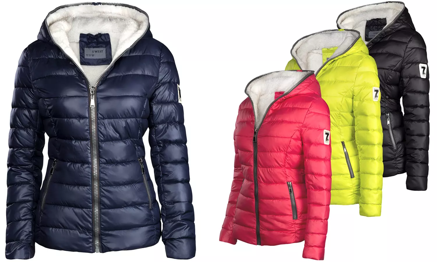 Trisens Steppjacke mit Teddyfell Innenfutter für Damen in Rot, Blau und Schwarz - Primary Image