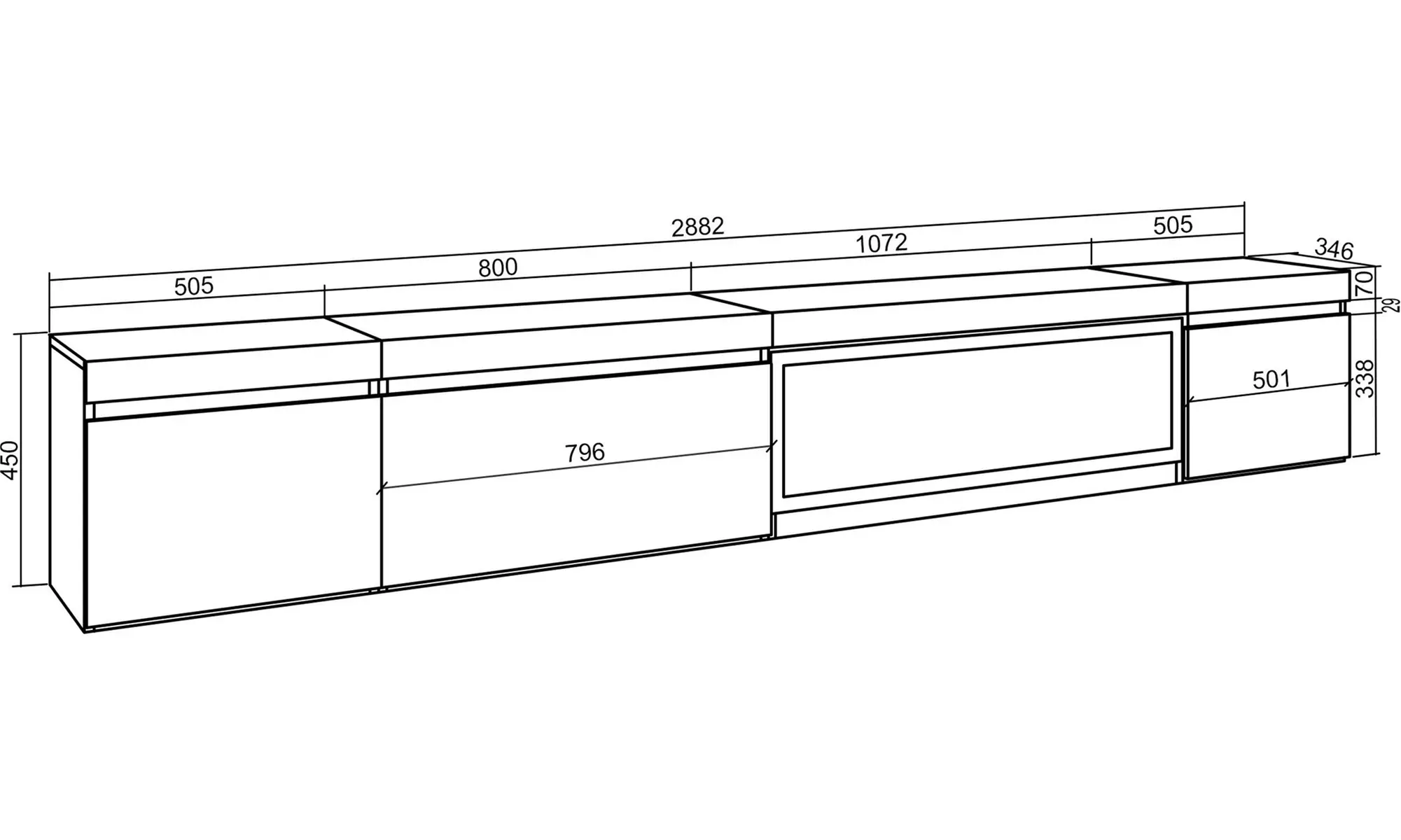 Meuble TV suspendu avec cheminée électrique en option