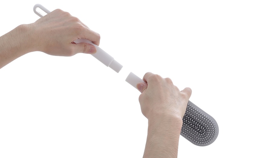 Image 5: Silicone Flexible Toilet Brush with Holder