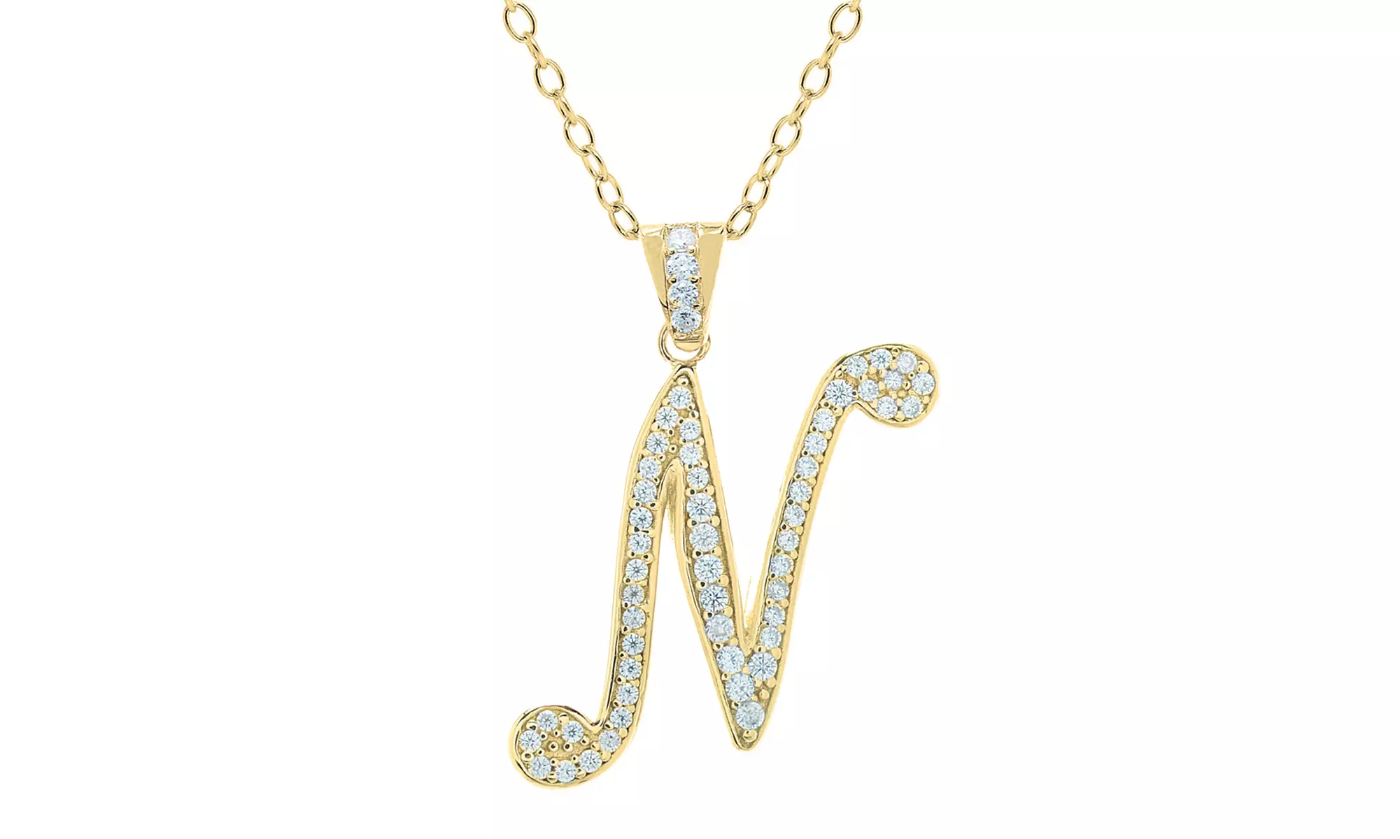 Script Initial Pendant Necklaces in Sterling Silver