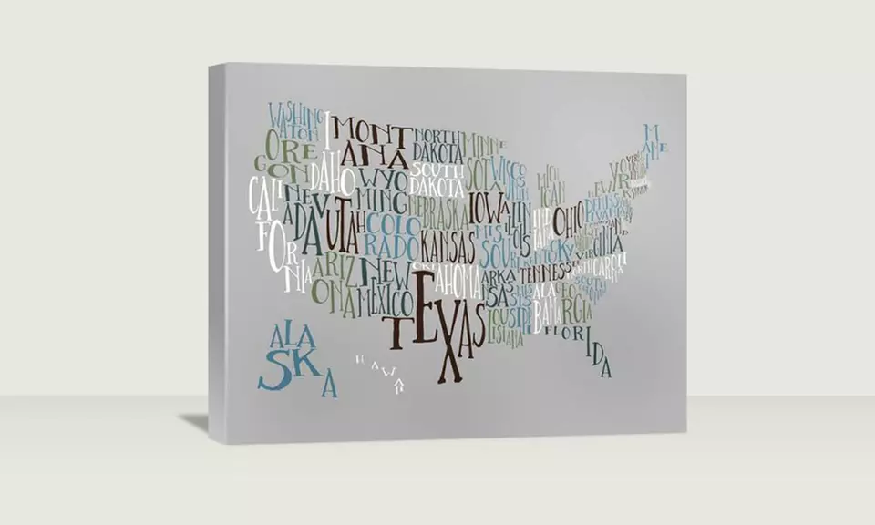 Gallery-Wrapped States Typography Canvas Art from ImageKind.com (30"x23") - Second Medium