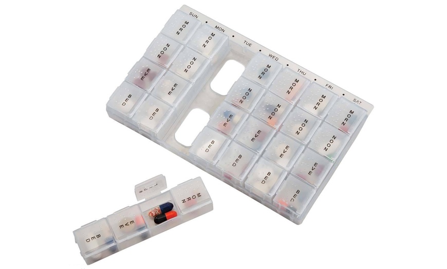 Image 1: One, Two or Three Weekly Medication Pill Organiser Boxes