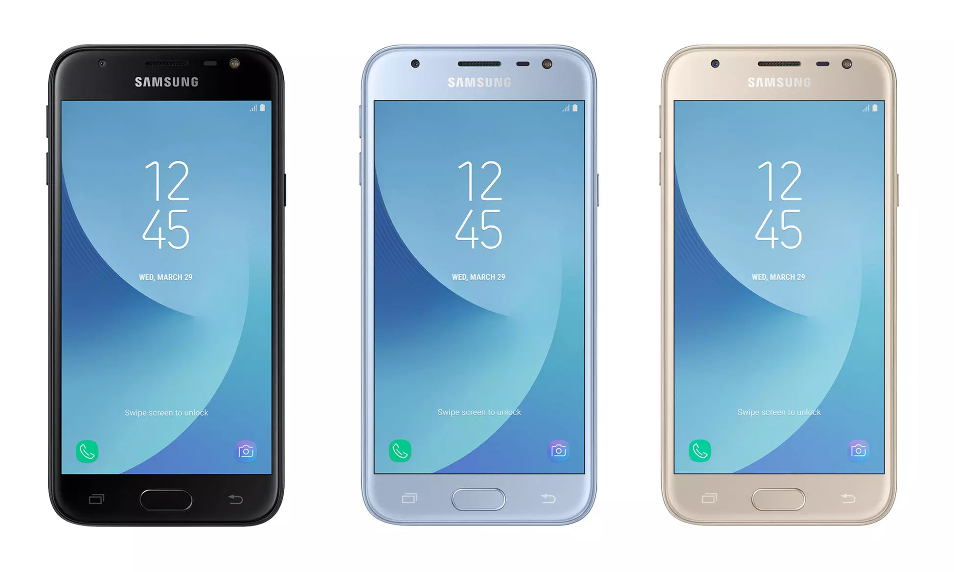 Samsung J330F J3 (2017) Duos mit Android 7.0 Nougat und 5-Zoll-Display in Gold, Blau-Silber oder Schwarz - Primary Image