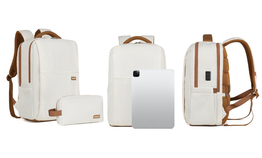 Image 2: Water-Resistant Laptop Backpack With USB Charging