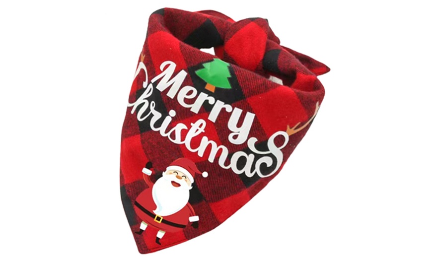 Image 7: Christmas Plaid Printed Pet Dog Bandana