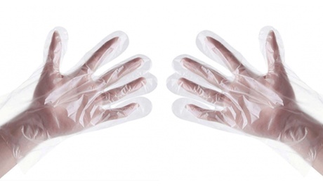 3 confezioni da 100 guanti monouso in polietilene, privi di lattice e talco