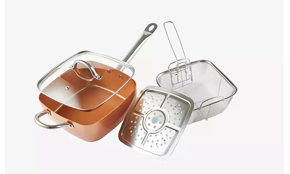 Square Copper Cooking Pan 9.5" (4-Piece) - Primary Image