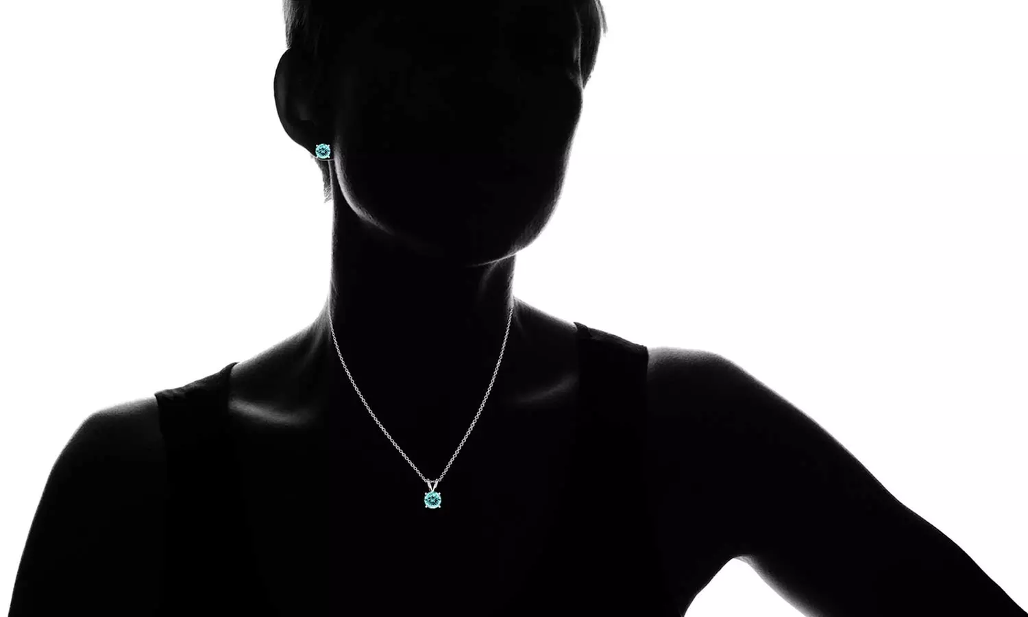 3 CTW Sterling Silver Created Aquamarine Necklace and Earring Set in a Box By MUIBLU Gems - Second Medium