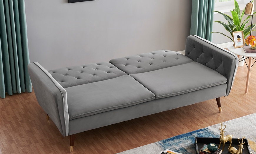 Image 20: Three-Seater Velvet Click Clack Sofa Bed