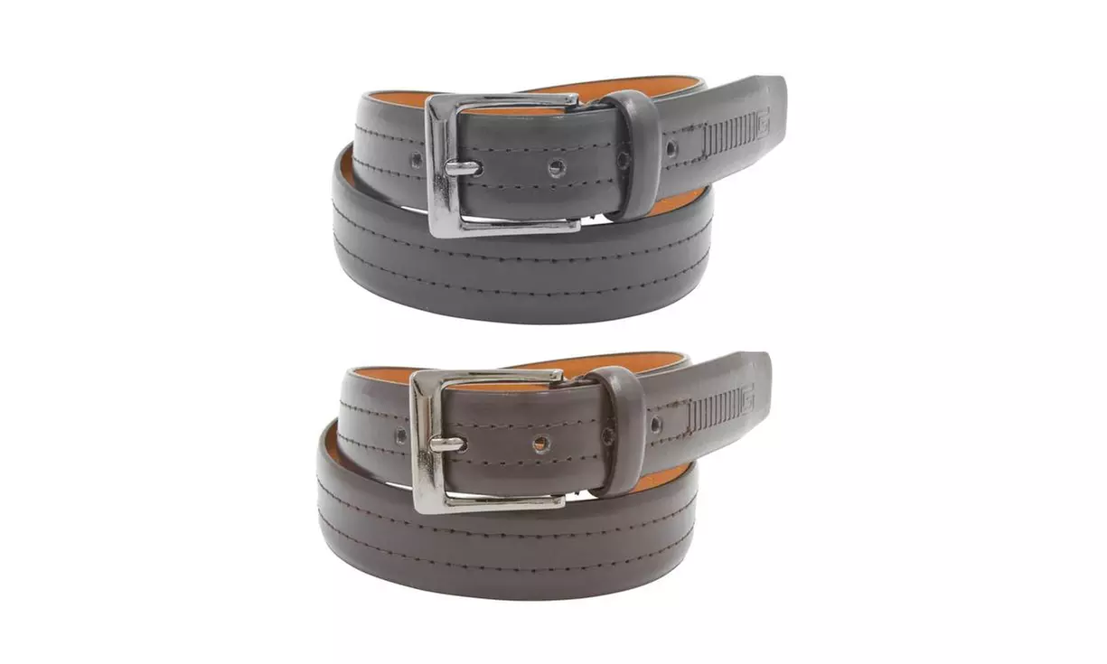 Men's Black and Brown Leather Belts (2-Pack) - Primary Image
