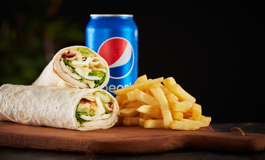 Image 2: Wrap or Burger, Chips and Drink