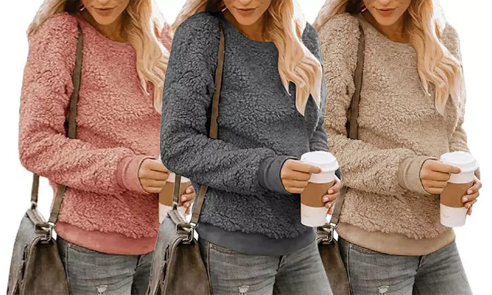 Leo Rosi Women's Fitted Sherpa Sweatshirt. Plus Sizes Available. - Primary Image