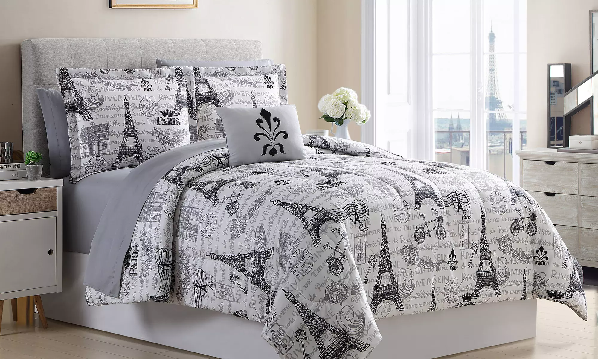 Printed Reversible Comforter Set with Sheets (6- or 8-Piece) - Primary Image