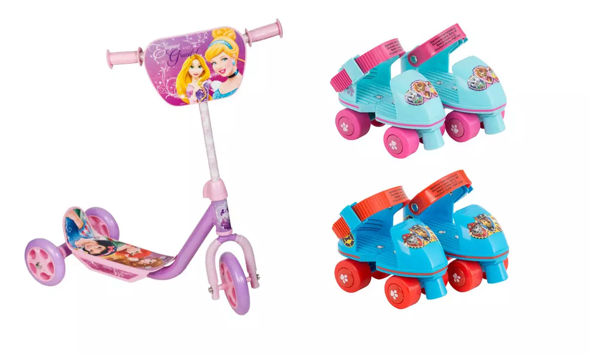 Paw Patrol Quad Roller Skates oder Disney Princess Scooter mit 3 Rädern - Primary Image