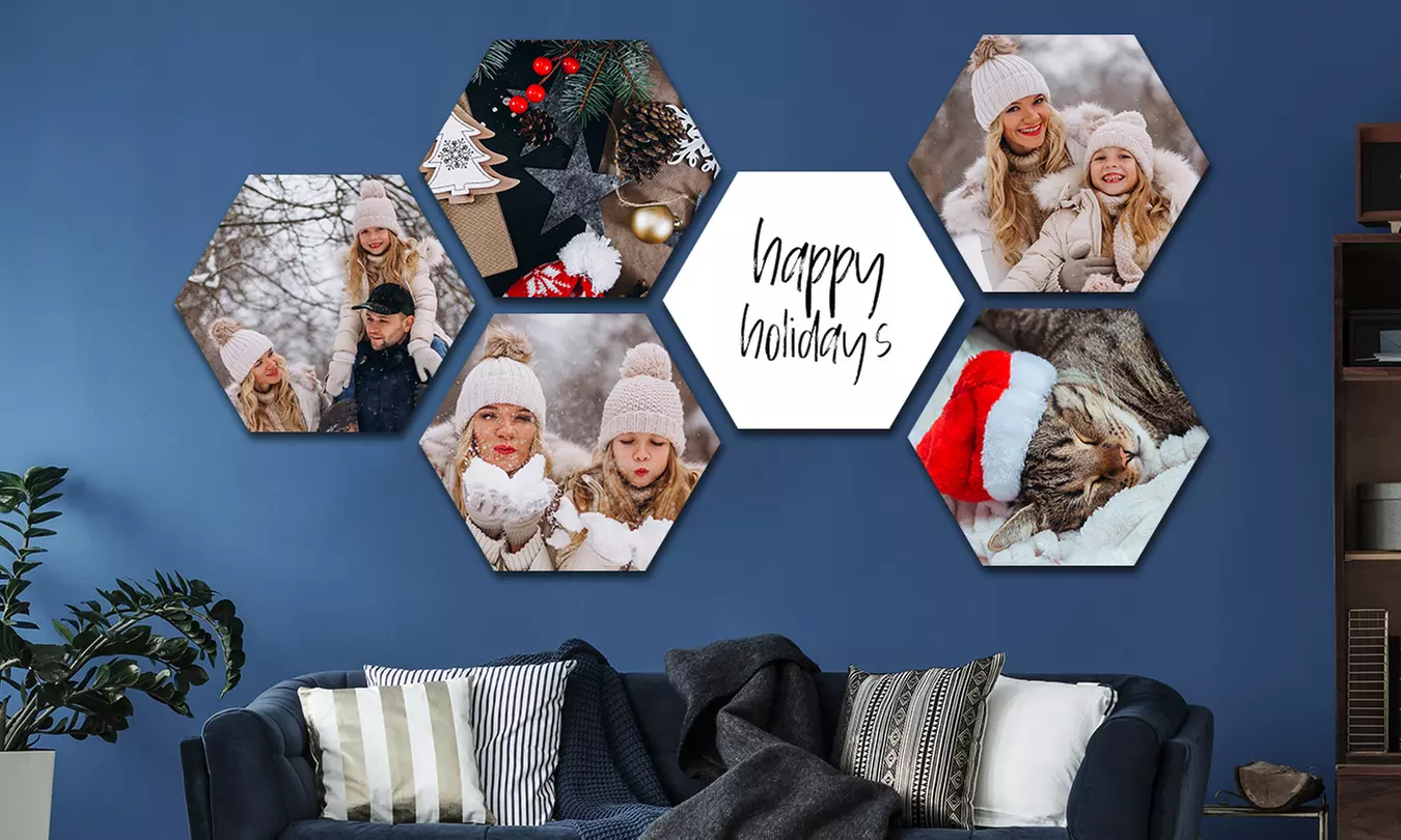 Personalisierbare Hexagon-Fotos als Set in verschiedenen Größen