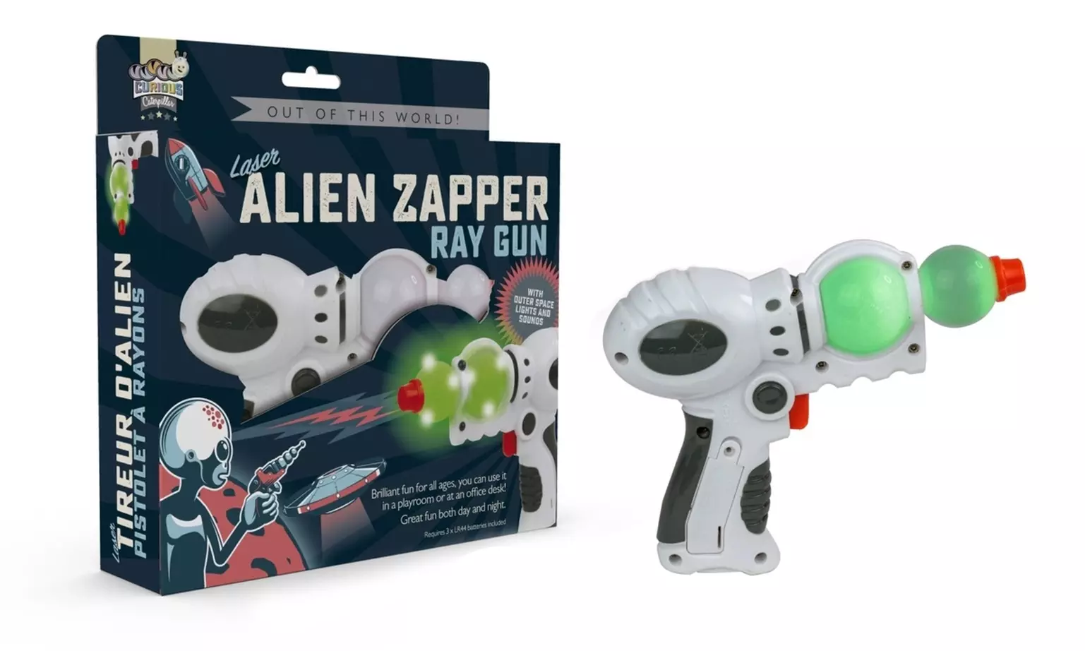 1 ou 2 pistolets rayon Alien Zapper avec effets lumineux et sonores de l'ère spatiale - Primary Image
